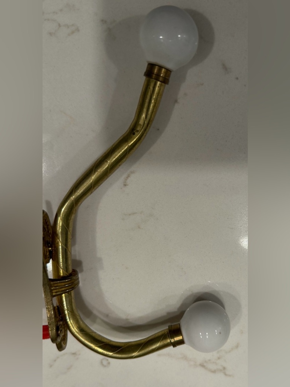 Stylish Brass Wall Hook with White Ceramic Tips - Picture 5 of 6